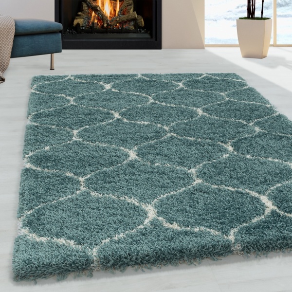 Salsa Shaggy Contemporary Blue Rug